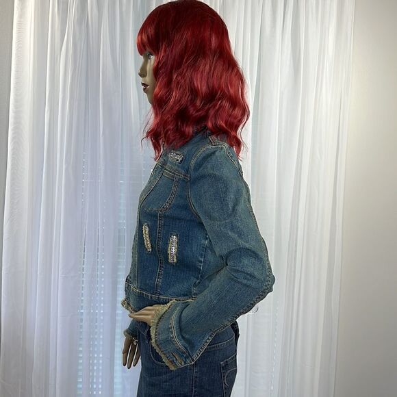 Yonique Embellished Denim Jacket Junior L - Picture 7 of 11